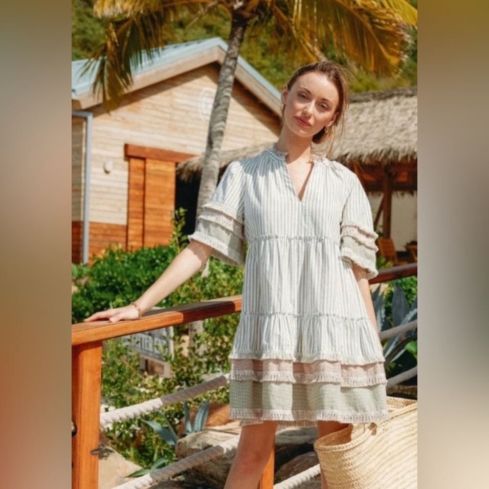 TUCKERNUCK Cotswold Stripe Dress XXXL Sage Green - Picture 8 of 11